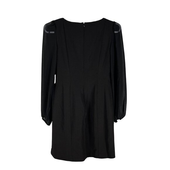 Shelli Segal Laundry Womens 6 NWT Black Dress Sheer Sleeves Deco Button Cocktail - Picture 9 of 16